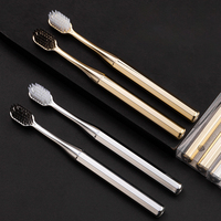Brosse à dents de luxe couleur or avec poils de charbon de bois super doux-Bon cadeau pour la maison, les invités et les voyages