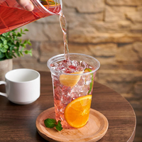 Gobelets en plastique PET transparents jetables avec couvercles, logo personnalisé, biodégradables, pour café, boissons froides, bubble tea, OEM, ODM, vente en gros
