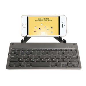 <span class=keywords><strong>Clavier</strong></span> sans fil rechargeable miniature avec rétroéclairage LED, pliable en deux parties avec support, pour téléphone portable, tablette, universel - Product Image 2