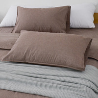 Ensemble de literie 4 pièces en coton pur teint en fil, couleur unie, avec drap plat, personnalisable