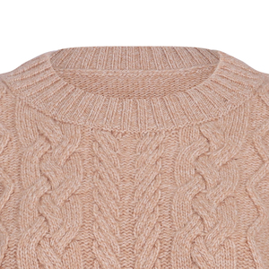 เสื้อสเวตเตอร์<span class=keywords><strong>คอ</strong></span>กลมแบบเรียบง่าย ทำจากขนแกะเมอริโน 100% สำหรับผู้หญิง  ลายถักแบบเคเบิ้ล - Product Image 2