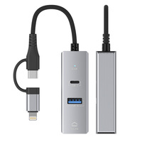 Compatible avec la carte réseau USB 3 en 2 vers 100M RJ45, prise en charge filaire sans pilote pour téléphone portable, hub et station d'accueil d'ordinateur