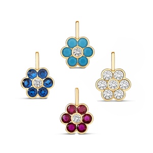 จี้ดอกไม้ทองเหลืองชุบทอง 18K ประดับเพชร CZ สีสันสดใส สำหรับทำสร้อยคอ - Product Image 1