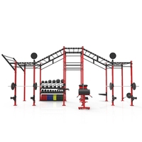 Équipement de gym commercial en acier autoportant pour entraînement croisé, avec barres de grimpe et Power Rack