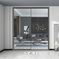Pintu Geser Aluminium Panoramic Frame Custom RAL Eksterior Motif Kayu Interior Kaca Tempered Double Glazing Kamar Tidur Luar Ruangan