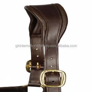 Licol de cheval en cuir de luxe avec casque de conception anatomique double boucle de couronne réglable licol de course de chevaux - Product Image 1