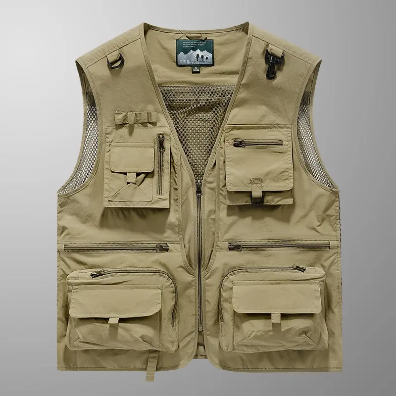 Men's Summer Tactical Fishing Vest with Quick Dry Material Zip