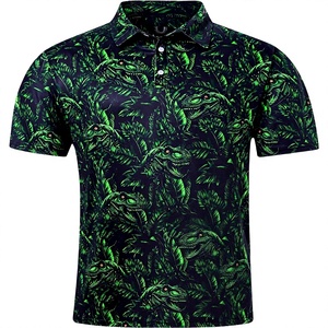 Polo décontracté pour homme à manches courtes avec imprimé, design en polyester tissé respirant - Product Image 1