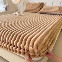 Protège-matelas en velours épais pour l'hiver Drap-housse Housses de matelas Drap-housse et plat Super doux pour bébé