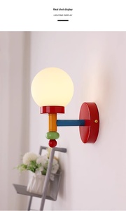 Lustre LED en verre macaron coloré vintage de Memphis, lampe murale à télécommande et intensité réglable pour salon et chambre à coucher - Product Image 6