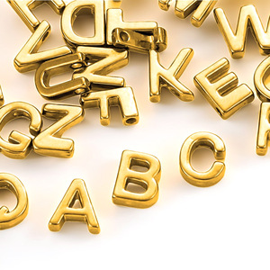 Letter Alphabet Beads | PVD Gold Plated Stainless Steel 10mm Large Hole <b>Initial</b> Charms for DIY <b>Bracelet</b> Necklace Jewelry Making - Product Image 4