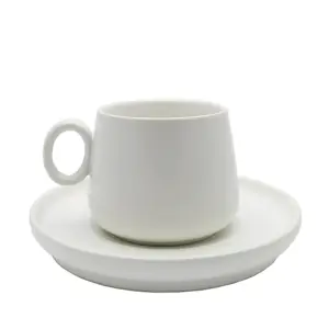 Tasse de voyage ronde en céramique blanche, simple et personnalisée, avec soucoupe, pour café, 300ml, livraison gratuite