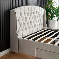 Cadre de Lit Moderne Capitonnée Bouton Doux Rembourré Économique Double Simple Queen King en Tissu avec Tiroirs de Rangement