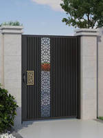 Puerta Doble Abatible de Acero Inoxidable y Aleación de Aluminio, Valla de Entrada Moderna para Patio o Villa