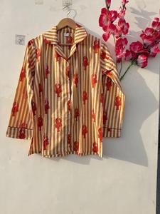 Conjunto de Pijama Personalizado de Algodón a Rayas con Estampado de Langosta, Largo hasta el Tobillo, para Mujer, Ropa de Dormir de Verano, Cómoda y Transpirable - Product Image 2