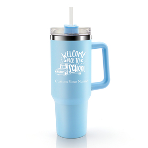 Vaso Térmico Personalizado de 40oz con Asa, Taza de Viaje Aislada de Acero Inoxidable 18/8 con Popote y Tapa, Regalo para Maestros y Estudiantes - Product Image 1