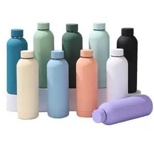 Stock Dubbele Wand Rubber Gecoat 500Ml Roestvrijstalen Sportdrank Waterfles Kleine Mond 304 Roestvrijstalen Vacuümfles