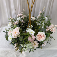 Composition florale artificielle en boule, style forêt, rose poudré et verdure, pour mariage, vente en gros