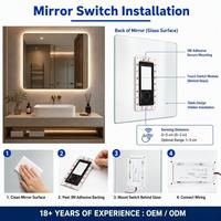Interrupteur de commande pour miroir de salle de bain 12V/24V DC, dégivrage automatique 60S, arrêt automatique, IP44, double touche tactile, gradation CCT, capteur 60-120W