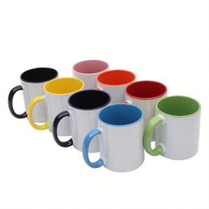 Wholesale Customizable Double Color 350Ml White Sublimation Ceramic Mugs Dishwasher <b>Microwave</b> Safe Custom Logo Pattern - Product Image 3