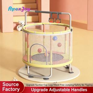 Trampoline enfant sécurisé de 1,4 m pour usage intérieur avec filet de sécurité et barre de maintien, lit de saut robuste pour tout-petits, trampoline intérieur. - Product Image 3