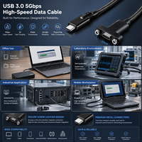 Câble d'extension USB-C 3.1 LUNG KAY avec fixation par vis sur panneau, 20 Gbit/s, charge rapide PD 100 W, cordon de verrouillage USB-C mâle vers femelle