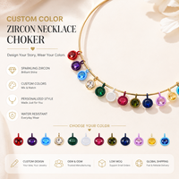 Collier pendentif JQ DIY personnalisé avec zircon coloré pierre de naissance 12 mois, breloque OEM, fabricant de bijoux choker