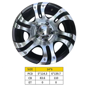 ล้อแม็กซ์ HAMMAL ขนาด 14x6.0 นิ้ว ขอบลึก 40 มม. PCD 4x114.3/5x114.3/6x139.7 CB 83.6-110 สีดำหน้าเจียร สำหรับรถยนต์นั่งส่วนบุคคลใหม่ - Product Image 1