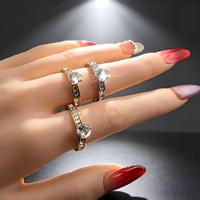 Bague en Acier Inoxydable en Gros avec Zircon Cubique Rond, Pierre Centrale de 6 mm, Sertie en Canal, pour Femme, en Stock, Bague Tendance