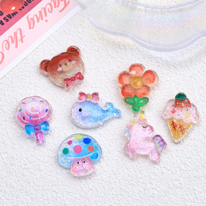 Haute transparence visage lumineux <span class=keywords><strong>licorne</strong></span> série dessin animé bricolage bibelots crème colle accessoires épingle à cheveux <span class=keywords><strong>Crocs</strong></span> boucle résine - Product Image 6