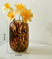 Vase en verre à imprimé léopard fait à la main, vase décoratif pour fleurs, vase moderne pour table, pour salon, bureau