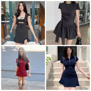 เดรสไหมพรมแฟชั่นสำหรับผู้หญิง ฤดูร้อน เอวธรรมชาติ แต่งกระดุม ระบายอากาศได้ดี เป็นมิตรกับสิ่งแวดล้อม ทรงเอไลน์ มินิเดรส สินค้ามาใหม่ ราคาประหยัด - Product Image 1