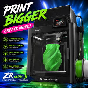 เครื่องพิมพ์สามมิติอัตโนมัติ WonderMaker ZR ultra S รุ่นใหม่ รองรับ PLA พิมพ์หลายสี เปลี่ยนสีได้รวดเร็ว ขนาดการพิมพ์ 300x270x290 มม. ปรับระดับอัตโนมัติ - Product Image 1