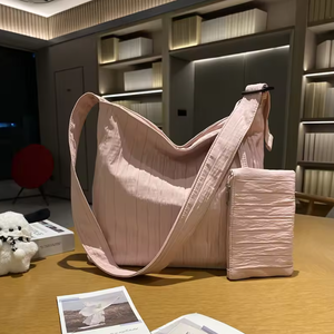 Bolso de lona de gran capacidad en contraste, bolso de mujer, bolso de viaje, bolso de hombro sencillo y moderno, bolso de compras - Product Image 3