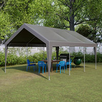 Abri de voiture 13x20 pieds, imperméable, robuste, avec structure galvanisée et fenêtres en maille pour abri de voiture