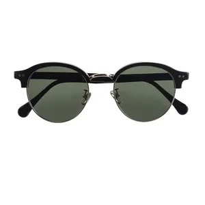 Commercio all'ingrosso Fornitore Rotondo Scuro Semplice Ed Elegante Occhiali Da Sole In Acetato Unisex