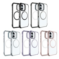 Coque de téléphone portable antichoc et étanche en alliage, avec anneau de protection d'appareil photo, béquille magnétique, design transparent, premium, sportive/luxe pour 16/15