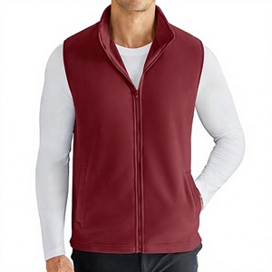 High Quality <b>Men's</b> <b>Burgundy</b> Sleeveless Full Zip Vest Stand Collar Lightweight Casual Outdoor Layering <b>Waistcoat</b> - Product Image 1