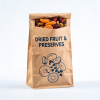 Service d'impression numérique personnalisé sur papier pour sacs plats en papier kraft pour fruits secs avec logo personnalisé, faible MOQ