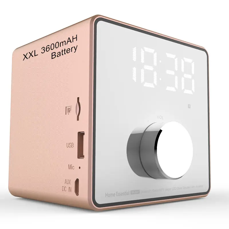 MX02 Pemutar Musik Waktu Siaga Panjang, Layar LED Dekorasi Rumah Cermin Desktop Nirkabel Speaker Bt Perekam Jam Alarm Ganda