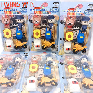 Jumeaux gagner 834 personnalisé Police chien moto personnes Police talkie-walkie Police voiture gomme ensemble pour étudiant papeterie cadeaux - Product Image 5