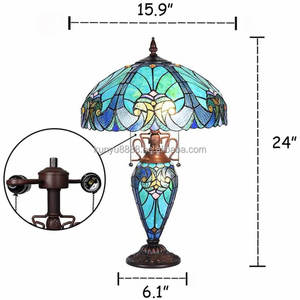 Lampe de table Tiffany antique en verre teinté, style moyen-oriental, pour chambre à coucher, salle à manger, salon, décoration intérieure - Product Image 6