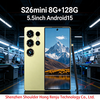S26 Mini Téléphone Android 15 8+128G 5,5 pouces LTE 6000 mAh HD MTK Snapdragon 8 Gen 4 10 cœurs avec stylet intégré Double carte SIM
