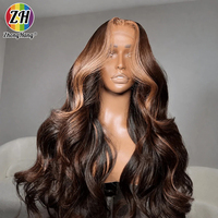 Perruque Lace Front Ombrée Marron Ondulée Pré-Pluckée en Cheveux Humains Brésiliens pour Femmes # P4/27 # P4/30