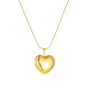 Heart Pendant Necklace Stainless Steel Gold Plated Simple Heart Shape Daily Wear Gift Jewelry N4229 - Product Image 5