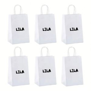 Sac cadeau en papier kraft blanc écologique recyclable de luxe personnalisable avec logo - Product Image 4