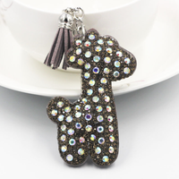 Pendentif en forme d'ours noir orné de strass avec pompons, ornement scintillant de haute qualité pour sacs et cadeaux