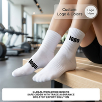 Chaussettes de cyclisme Coolmax blanches de haute qualité unisexes personnalisées Chaussettes d'équipage brodées en jacquard de gymnastique