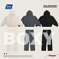 Ensemble de survêtement à capuche sans poche de marque propre, 2 pièces, impression personnalisée, ensemble de survêtement ample pour homme