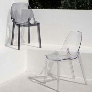 Silla Redonda Art Deco de Cuero Transparente de Lujo Ligero, Silla de Salón para Cafetería, Silla de Comedor para el Hogar, Taburete de Maquillaje - Product Image 2